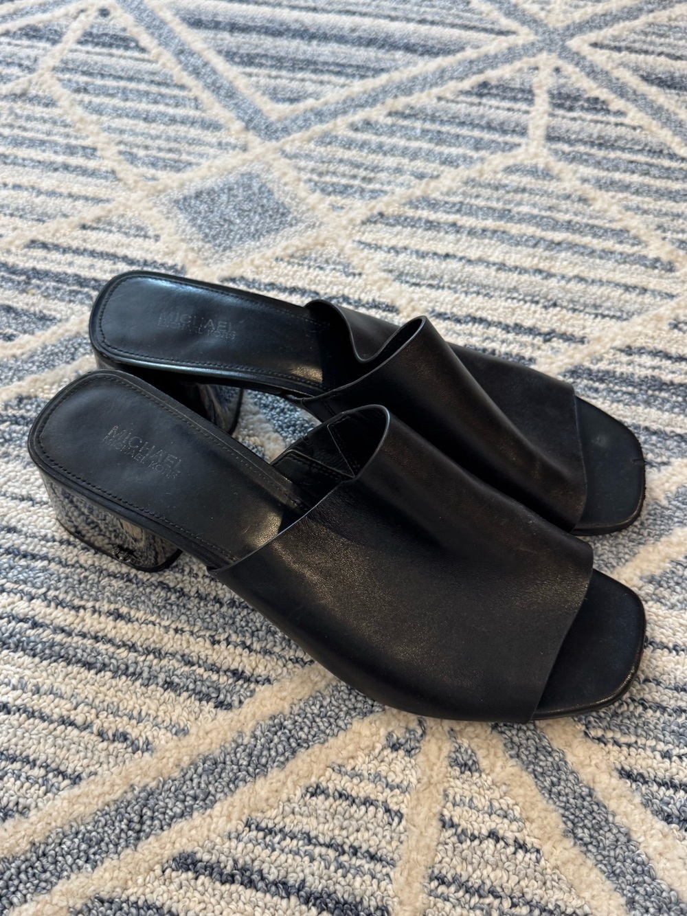 Michael Kors Black Leather Open-Toe Mule Sandals